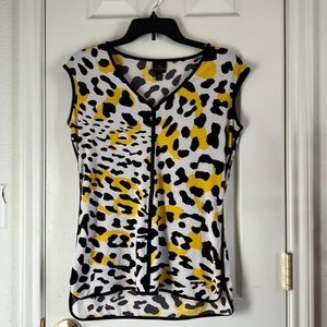 Worthington Yellow, White & Black Sleeveless Top